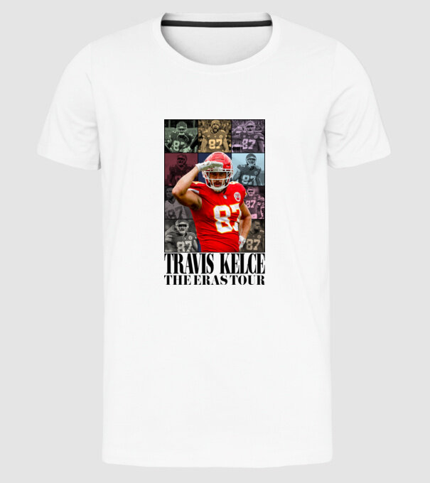 Taylor Swift Eras Travis Kelce model alb pe tricou