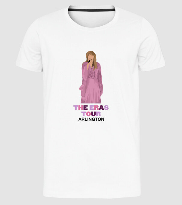 Taylor Swift The Eras Tour Arlington 3 model alb pe tricou