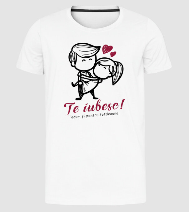 te iubesc! model alb pe tricou