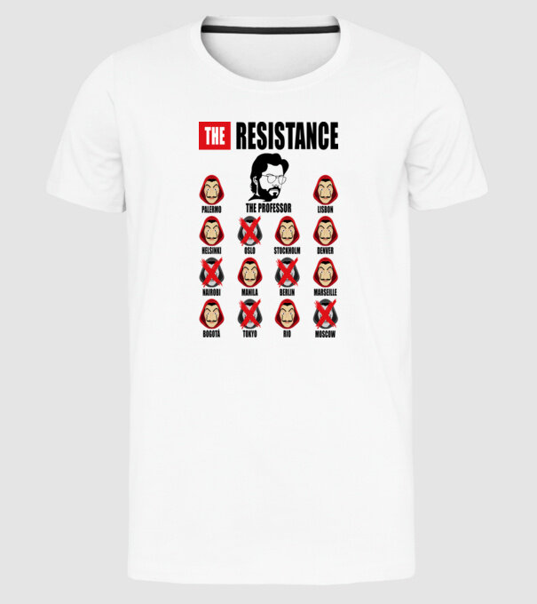 the resistance la casa de papel white model alb pe tricou