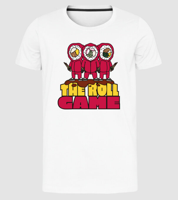the roll game squid game model alb pe tricou
