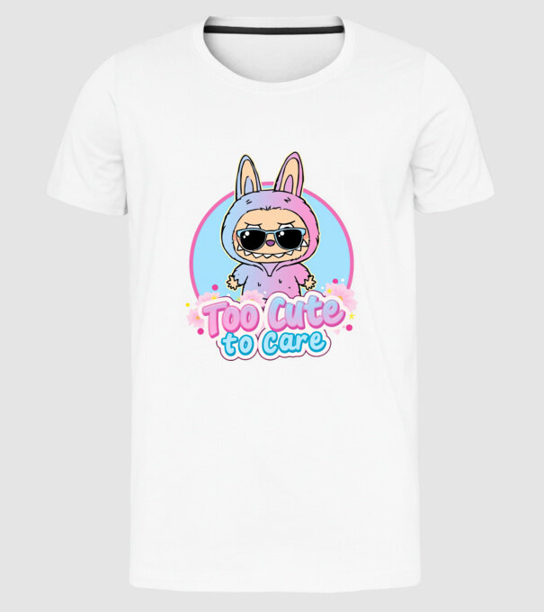 Too cute to care model alb pe tricou
