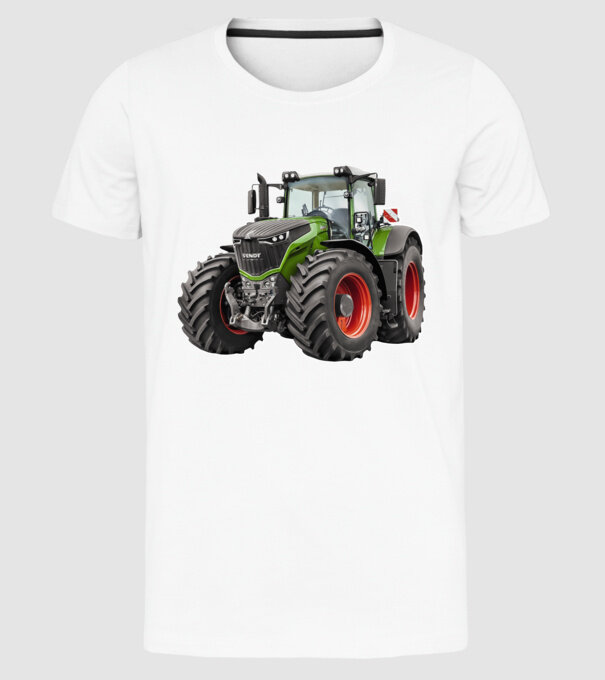 TRACTOR model alb pe tricou