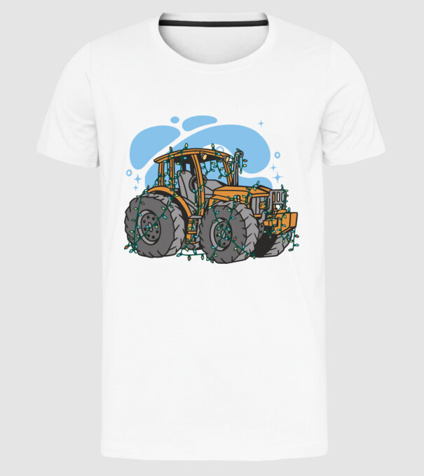 TRACTOR model alb pe tricou