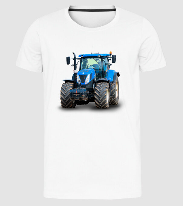TRACTOR model alb pe tricou