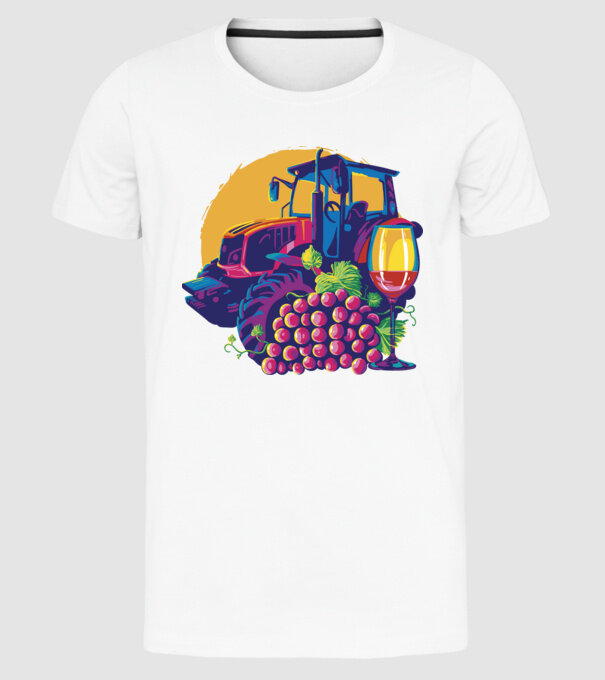TRACTOR model alb pe tricou