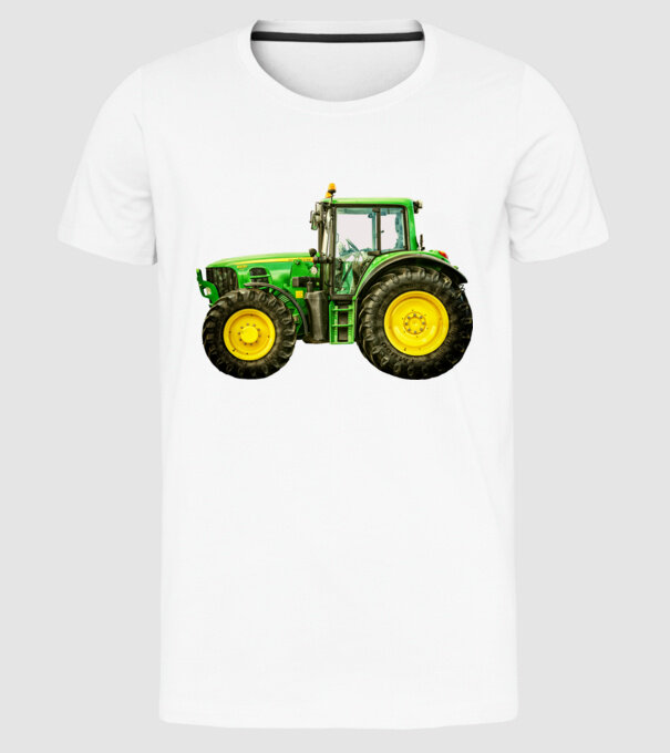 TRACTOR model alb pe tricou