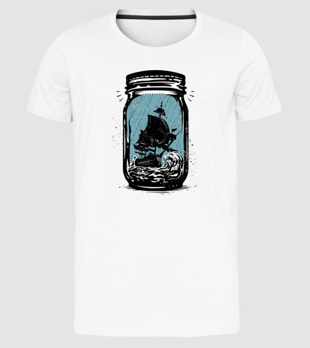 Trapped model alb pe tricou