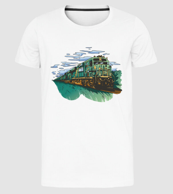 Trenuri model alb pe tricou