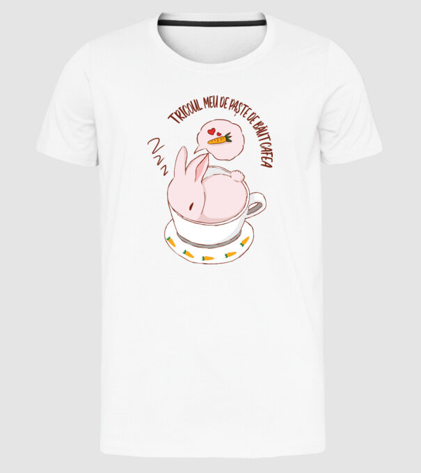 tricoul meu de Paște de băut cafea model alb pe tricou