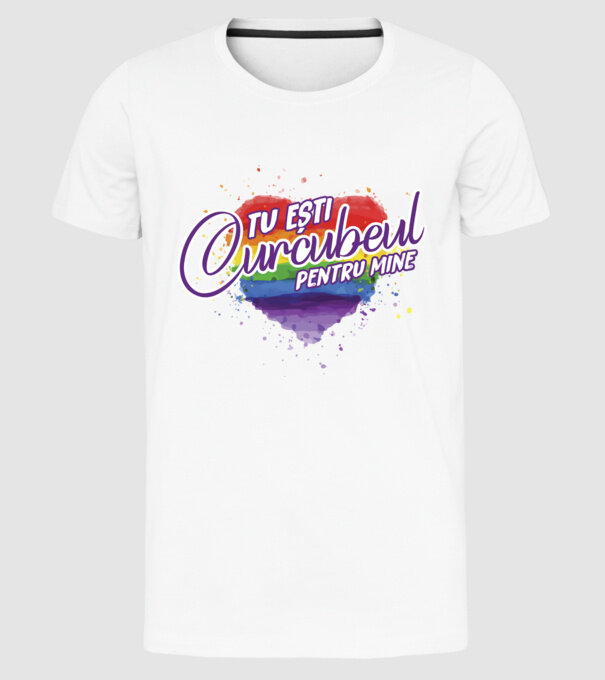 Tu ești curcubeul pentru mine model alb pe tricou