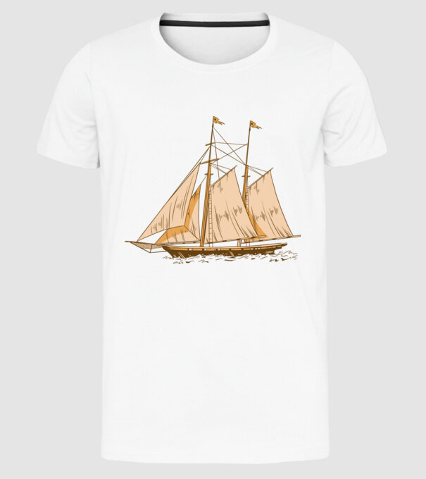 Vapoare model alb pe tricou