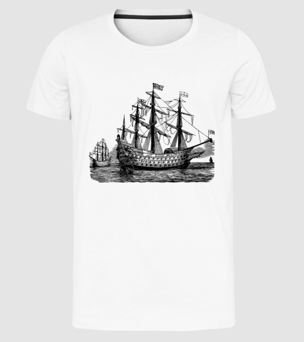 Vapoare model alb pe tricou