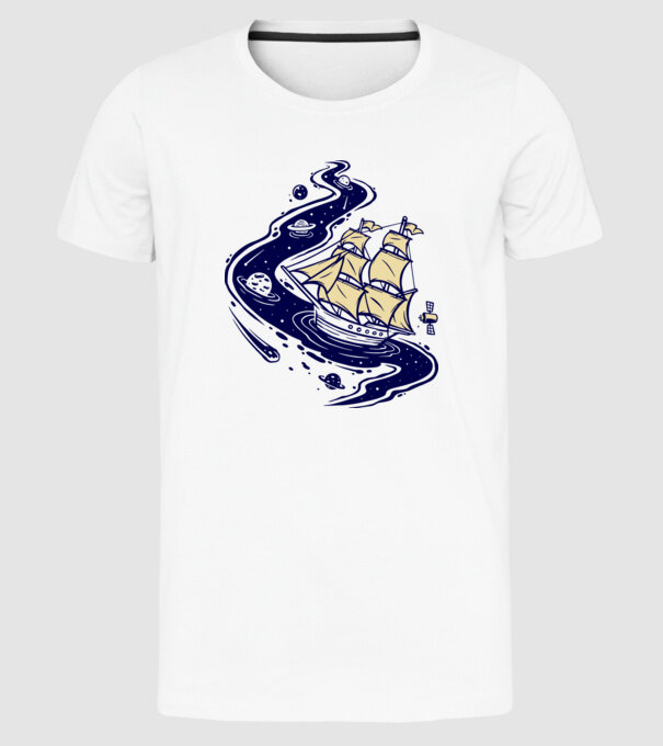 Vapoare model alb pe tricou