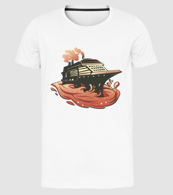 Vapoare model alb pe tricou