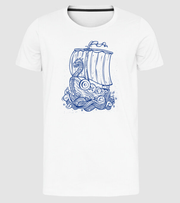 Vapoare model alb pe tricou