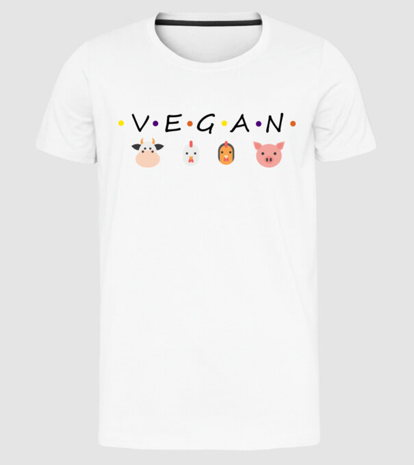 Vegan friends model alb pe tricou