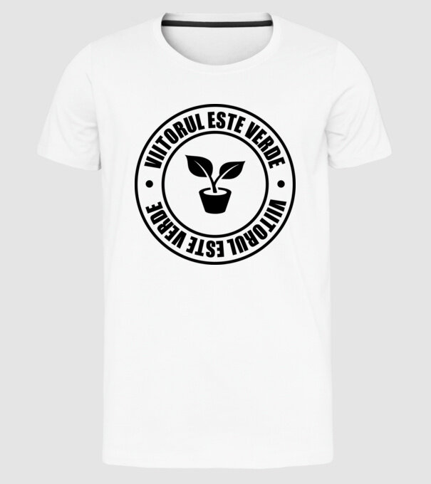 Viitorul este verde model alb pe tricou