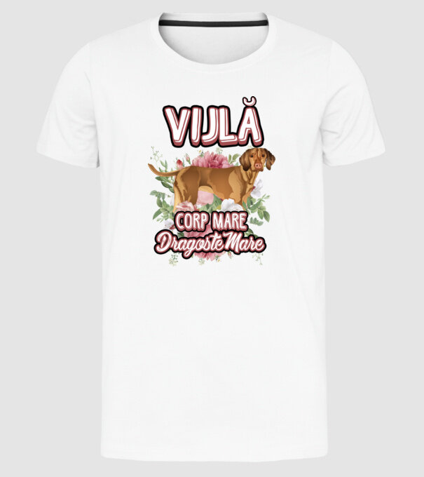 vijlă - corp mare, dragoste mare model alb pe tricou