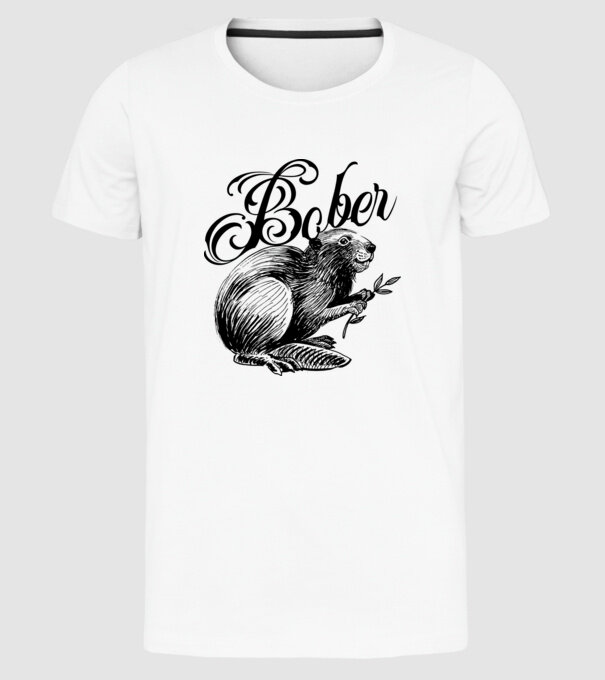 Vintage Bober model alb pe tricou