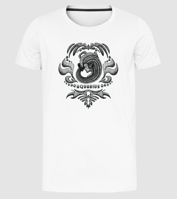 Vintage zodiac aquarius model alb pe tricou
