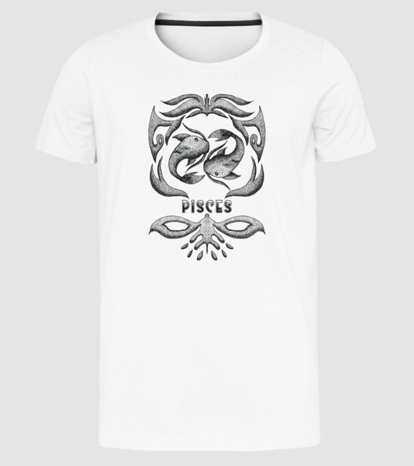 Vintage zodiac pisces model alb pe tricou