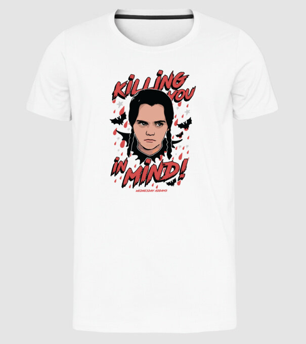 WEDNESDAY Killing You in my mind model alb pe tricou