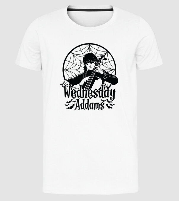 Wednesday Window model alb pe tricou