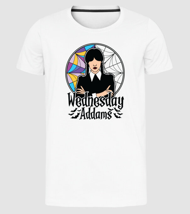Wednesday Window colorful model alb pe tricou
