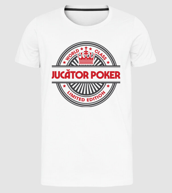 jucător poker model alb pe tricou