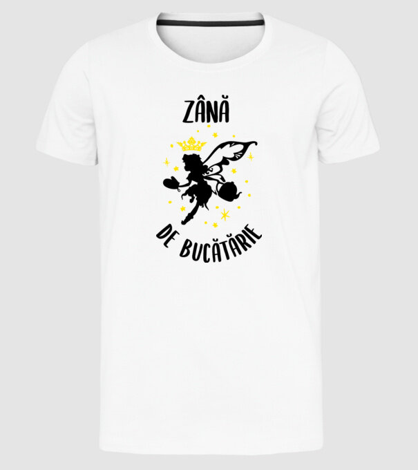 zână de bucătărie model alb pe tricou