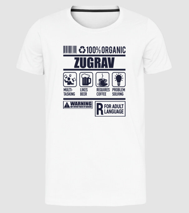 ZUGRAV model alb pe tricou