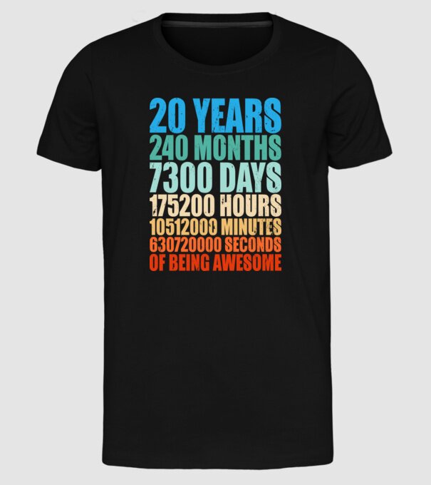 20 years of being awesome model negru pe tricou