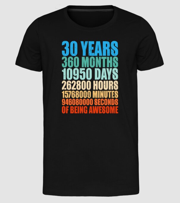 30 years of being awesome model negru pe tricou