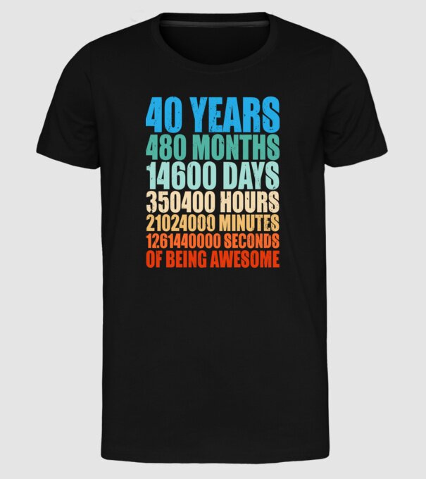 40 years of being awesome model negru pe tricou