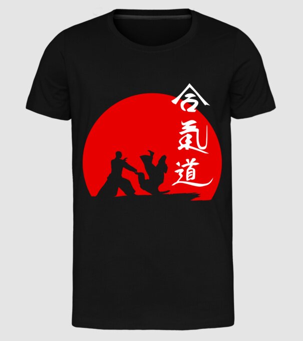Aikido model negru pe tricou