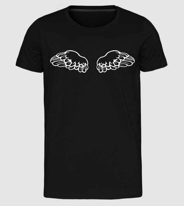 Aripă de înger model negru pe tricou