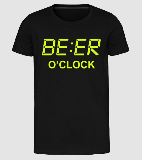 'Beer o'' clock' model negru pe tricou