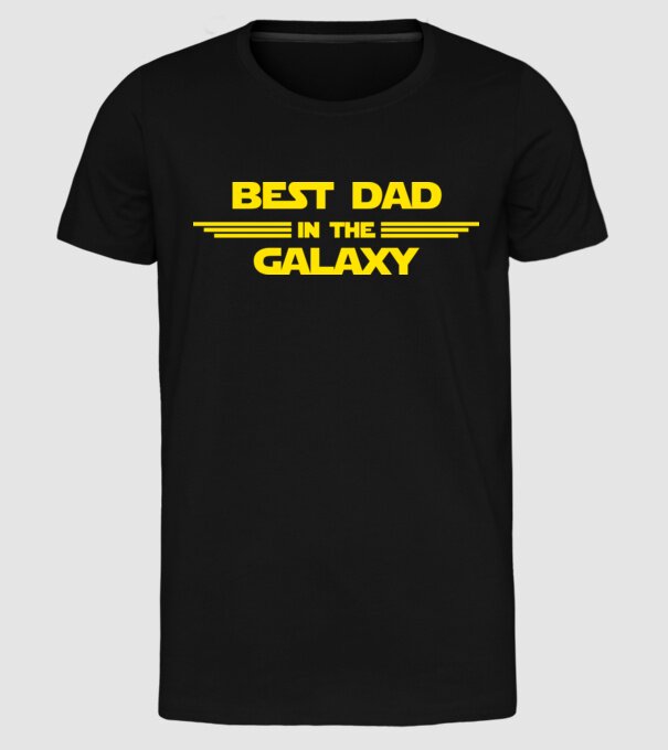 Best dad in the galaxy model negru pe tricou