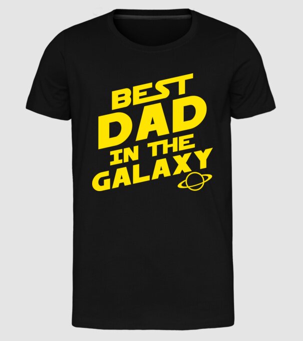 Best dad in the galaxy model negru pe tricou