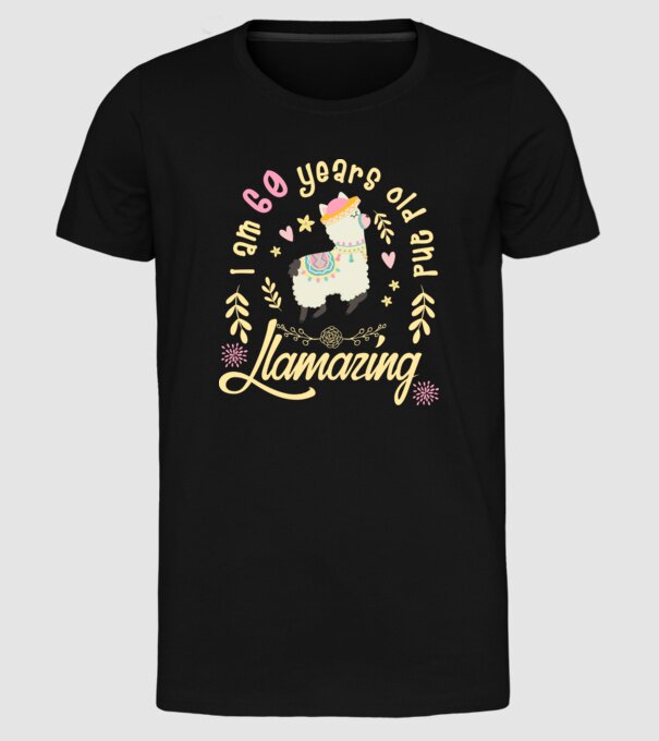Birthday Llamazing 60 years old model negru pe tricou