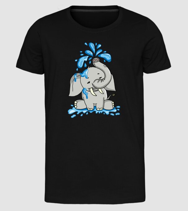 boldog elefánt model negru pe tricou