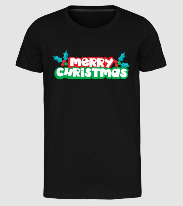 Text Crăciun Fericit model negru pe tricou