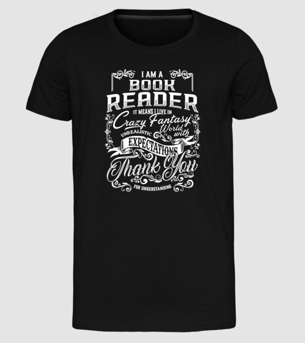 Book reader model negru pe tricou