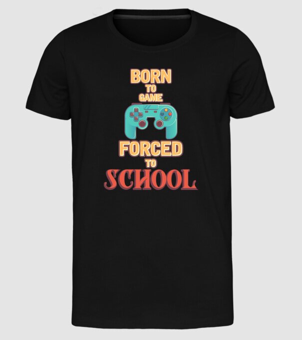 Born to game model negru pe tricou
