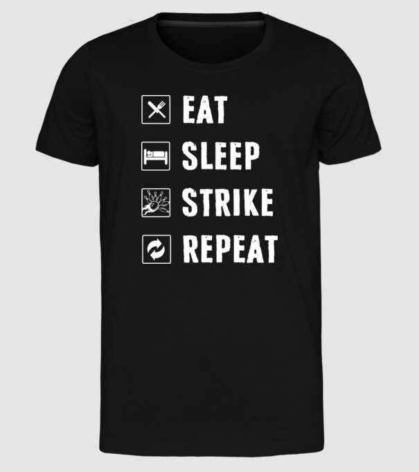 Bowling daily routine model negru pe tricou