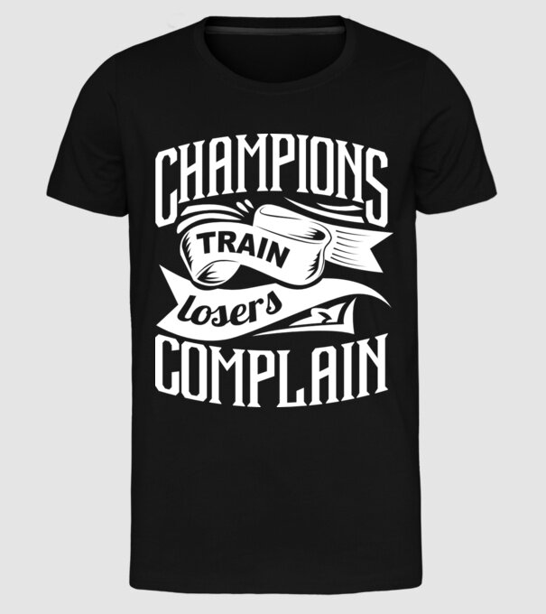 champions train model negru pe tricou
