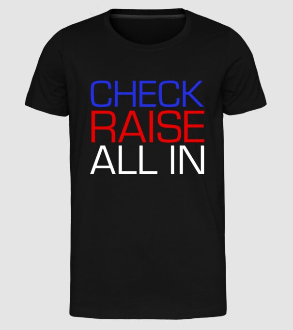 Check Raise model negru pe tricou