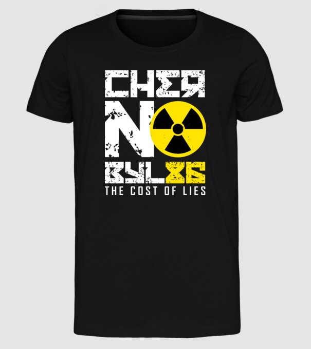 'Chernobyl ''86 3 culori' model negru pe tricou