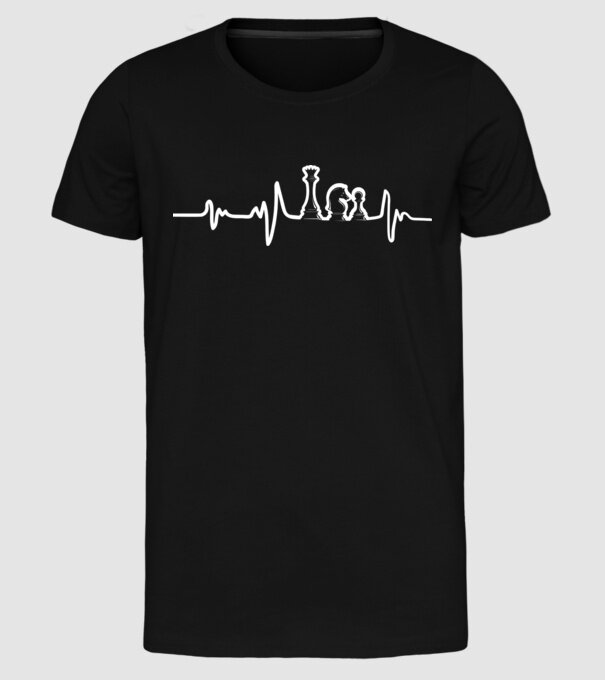 Chess heartbeat model negru pe tricou